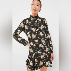 Tuckernuck Black and Cream Floral Long Sleeve Dress